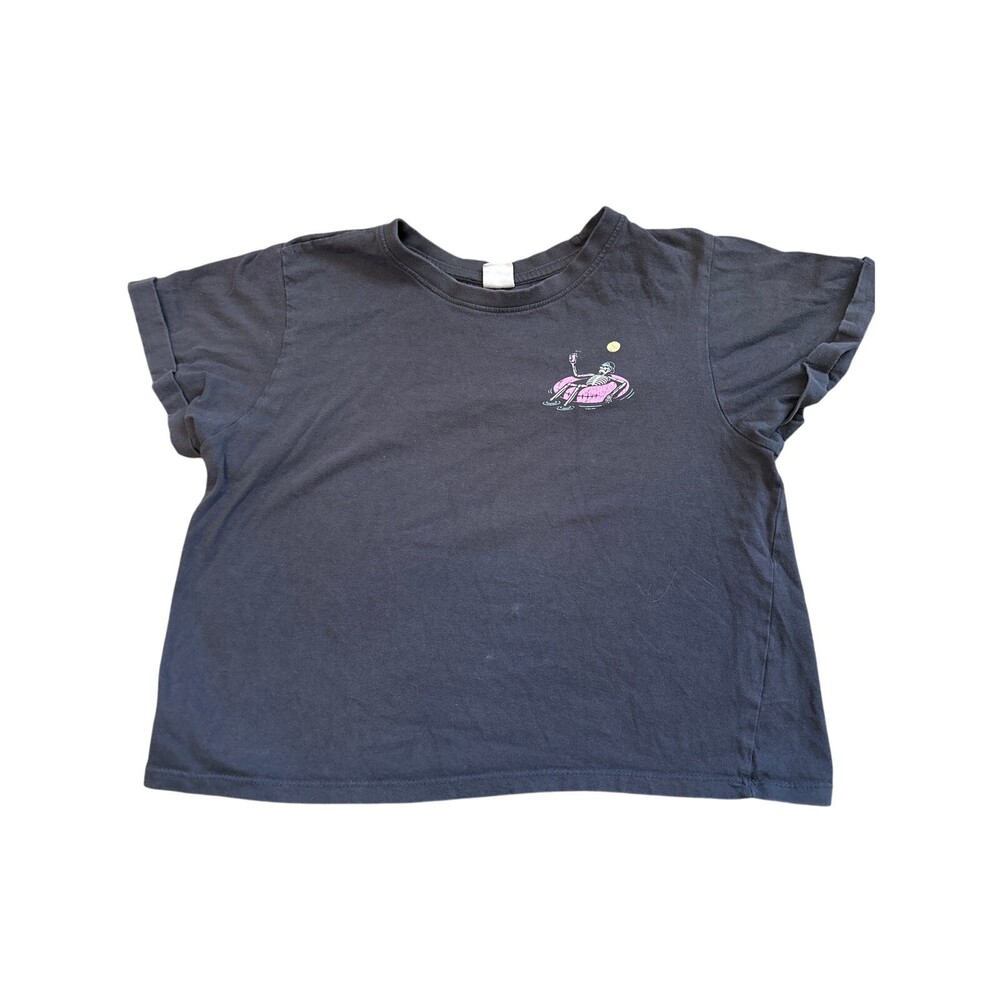 Vibe'N baby tee rolled sleeve graphic cropped black skeleton Golden Coast SZ SM